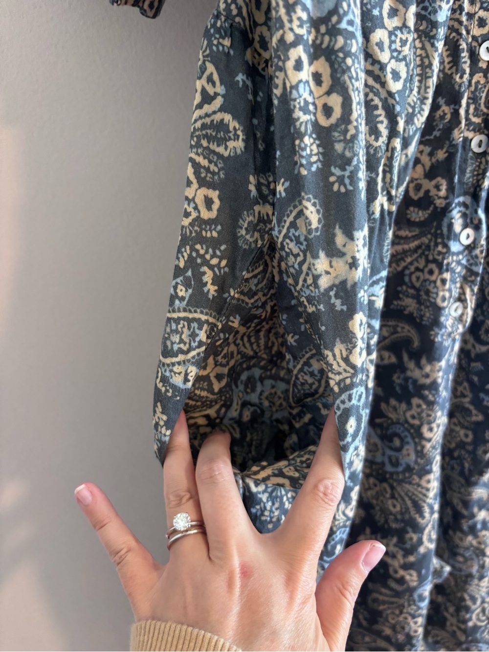 Sundance Blue Paisley V-Neck Jumpsuit - Picture 3 of 6